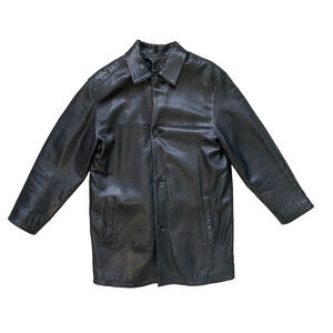 ANDREW MARC New York Leather Jacket Mens Size Small Classic Black Lined Coat